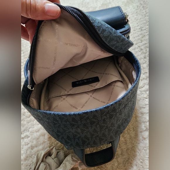 Michael Kors Blue Backpack with Monogram Design - Picture 10 of 13